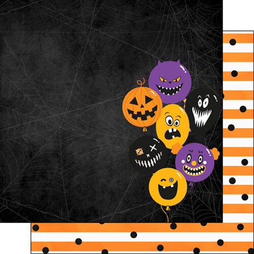 Scrapbook Customs - 12 x 12 Double Sided Paper - Halloween Party Balloons