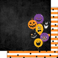 Scrapbook Customs - 12 x 12 Double Sided Paper - Halloween Party Balloons