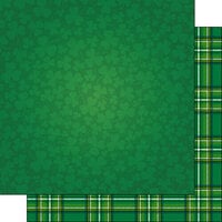 Scrapbook Customs - 12 x 12 Double Sided Paper - Clover and Irish Tartan