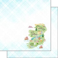 Scrapbook Customs - 12 x 12 Double Sided Paper - Ireland Map Icons