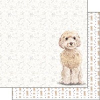 Scrapbook Customs - 12 x 12 Double Sided Paper - Cockapoo Champagne Watercolor
