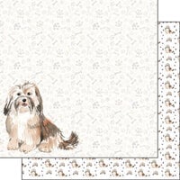 Scrapbook Customs - 12 x 12 Double Sided Paper - Havanese Watercolor