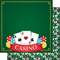Scrapbook Customs - 12 x 12 Double Sided Paper - Casino Cards & Chips