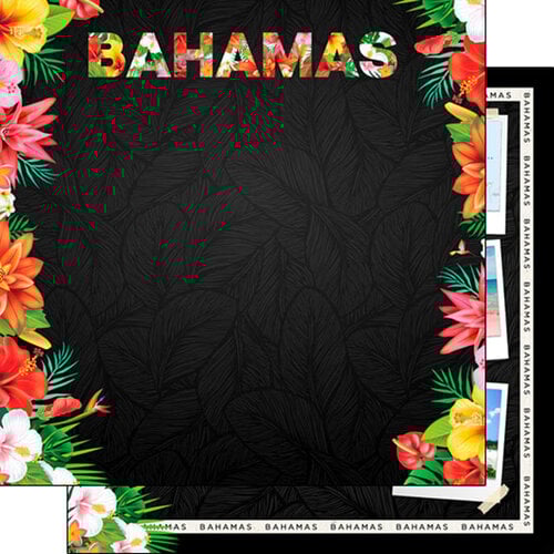 Scrapbook Customs - Tropical Floral Collection - 12 x 12 Double Sided Paper - Bahamas