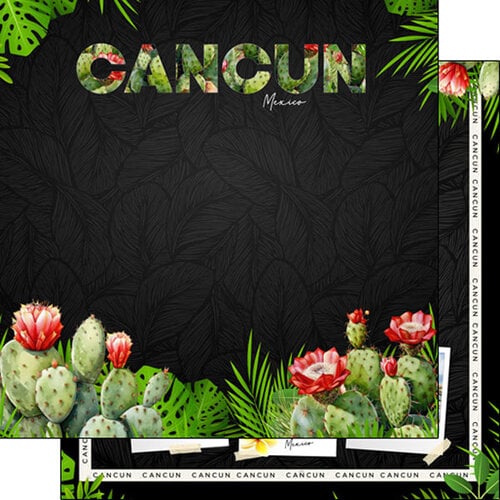 Scrapbook Customs - Tropical Floral Collection - 12 x 12 Double Sided Paper - Cancun