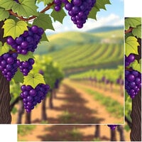 image of Scrapbook Customs - 12 x 12 Double Sided Paper - Grape Vineyard