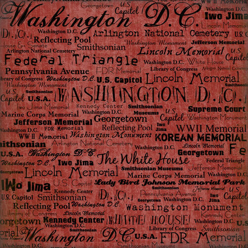 Scrapbook Customs - United States Collection - Washington DC - 12 x 12 Paper - Words - Red