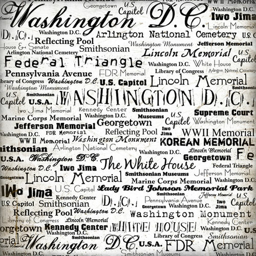 Scrapbook Customs - United States Collection - Washington DC - 12 x 12 Paper - Words - White