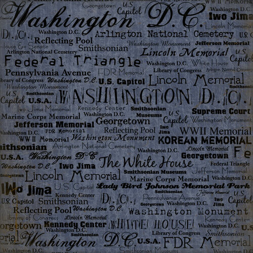 Scrapbook Customs - United States Collection - Washington DC - 12 x 12 Paper - Words - Blue