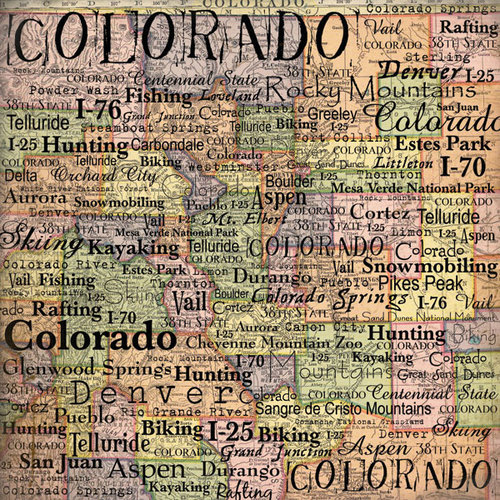 Scrapbook Customs - United States Collection - Colorado - 12 x 12 Paper - Map