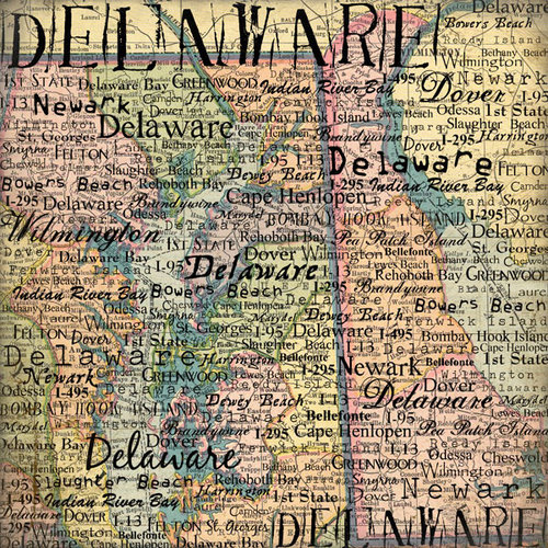 Scrapbook Customs - United States Collection - Delaware - 12 x 12 Paper - Map