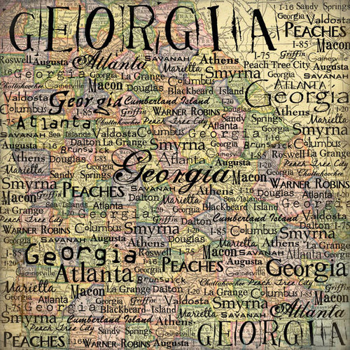 Scrapbook Customs - United States Collection - Georgia - 12 x 12 Paper - Map