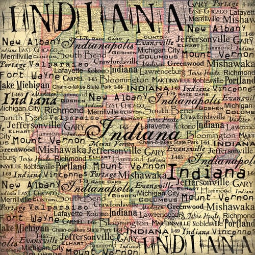 Scrapbook Customs - United States Collection - Indiana - 12 x 12 Paper - Map