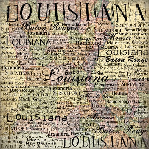 Scrapbook Customs - United States Collection - Louisiana - 12 x 12 Paper - Map