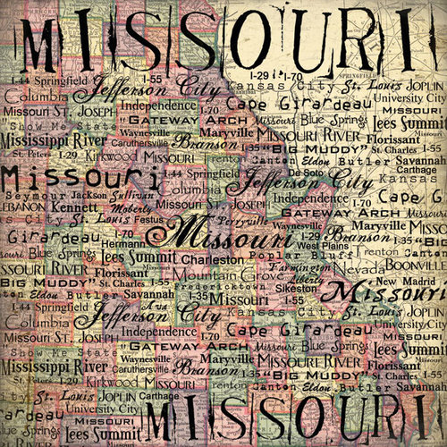 Scrapbook Customs - United States Collection - Missouri - 12 x 12 Paper - Map