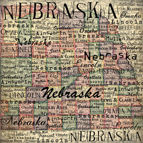 Scrapbook Customs - United States Collection - Nebraska - 12 x 12 Paper - Map