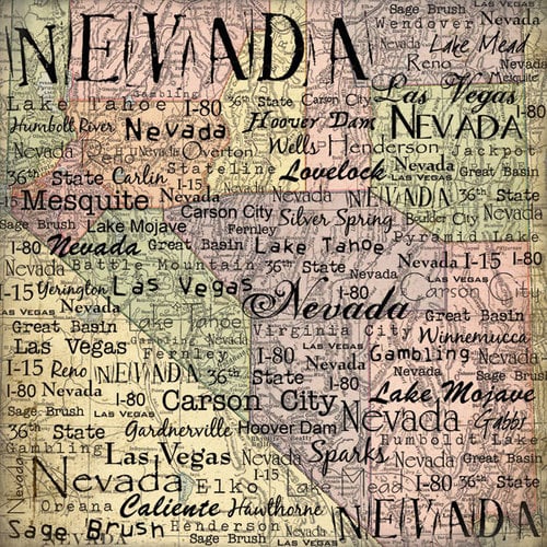 Scrapbook Customs - United States Collection - Nevada - 12 x 12 Paper - Map