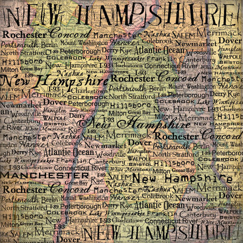 Scrapbook Customs - United States Collection - New Hampshire - 12 x 12 Paper - Map