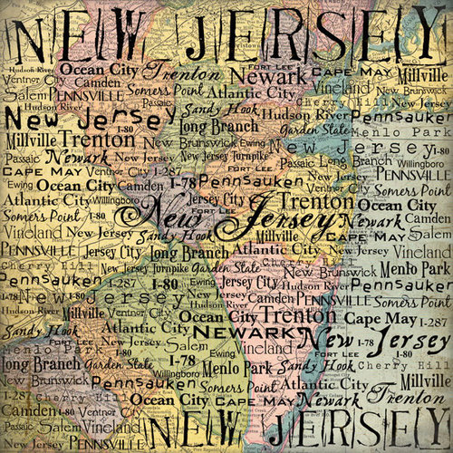 Scrapbook Customs - United States Collection - New Jersey - 12 x 12 Paper - Map