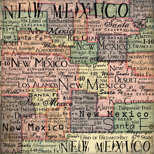 Scrapbook Customs - United States Collection - New Mexico - 12 x 12 Paper - Map