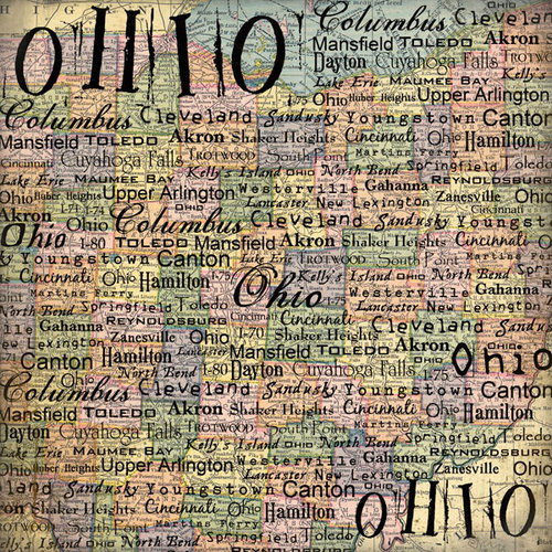 Scrapbook Customs - United States Collection - Ohio - 12 x 12 Paper - Map
