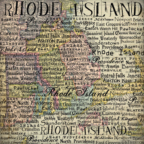 Scrapbook Customs - United States Collection - Rhode Island - 12 x 12 Paper - Map