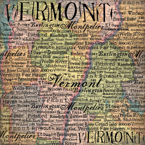 Scrapbook Customs - United States Collection - Vermont - 12 x 12 Paper - Map