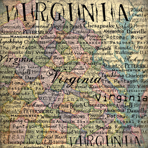 Scrapbook Customs - United States Collection - Virginia - 12 x 12 Paper - Map