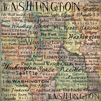 Scrapbook Customs - United States Collection - Washington - 12 x 12 Paper - Map