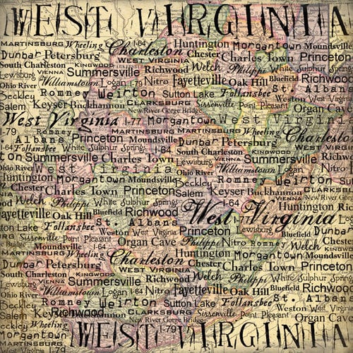 Scrapbook Customs - United States Collection - West Virginia - 12 x 12 Paper - Map