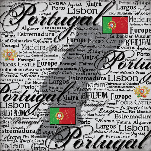 Scrapbook Customs - World Collection - Portugal - 12 x 12 Paper - Scratchy