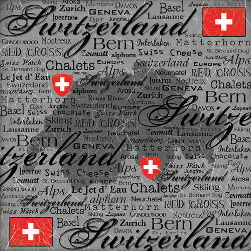 Scrapbook Customs - World Collection - Switzerland - 12 x 12 Paper - Scratchy