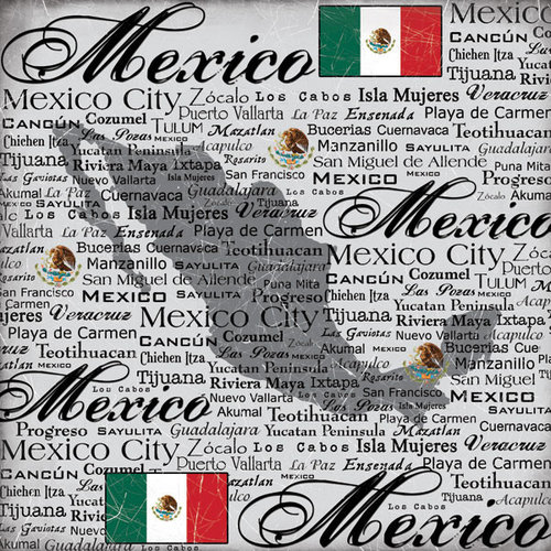 Scrapbook Customs - World Collection - Mexico - 12 x 12 Paper - Scratchy