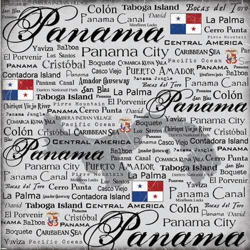 Scrapbook Customs - World Collection - Panama - 12 x 12 Paper - Scratchy