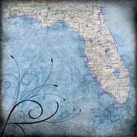 Scrapbook Customs - United States Collection - 12 x 12 Single Sided Paper - Florida Travel