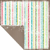 Scrapbook Customs - Travel Collection - 12 x 12 Double Sided Paper - Bon Voyage - Stripes