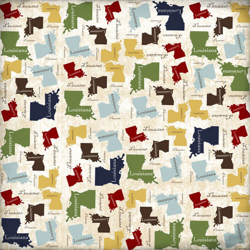 Scrapbook Customs United States Collection Louisiana 12 x 12 Paper State Shape