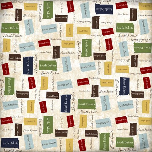 Scrapbook Customs - United States Collection - South Dakota - 12 x 12 Paper - State Shape