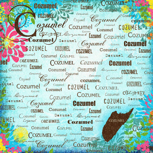 Scrapbook Customs - World Collection - Mexico - 12 x 12 Paper - Cozumel - Paradise