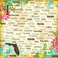 Scrapbook Customs - World Collection - USA - 12 x 12 Paper - Florida - Paradise