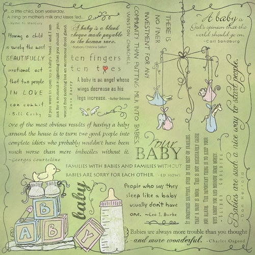 Scrapbook Customs - Religious Collection - 12 x 12 Paper - Quotes - Baby
