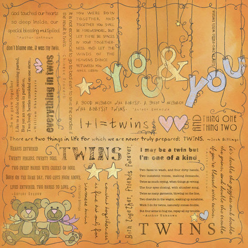Scrapbook Customs - Religious Collection - 12 x 12 Paper - Quotes - Twins