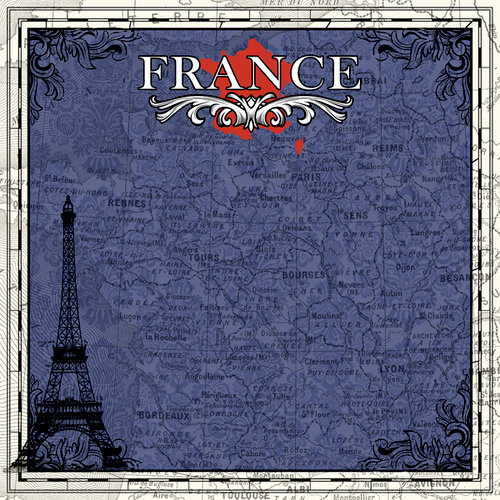 Scrapbook Customs - 12 x 12 Paper - France Sightseeing