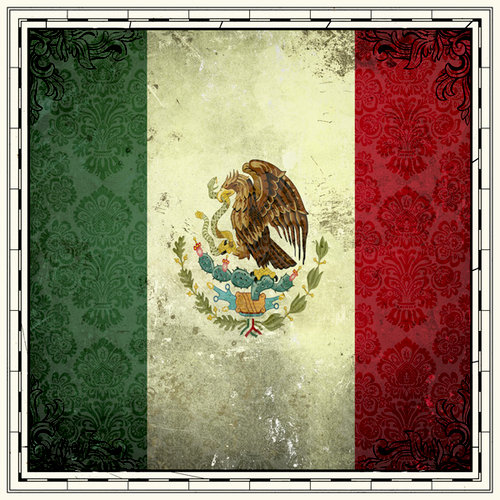 Scrapbook Customs - 12 x 12 Paper - Mexico Sightseeing Flag
