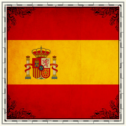 Scrapbook Customs - 12 x 12 Paper - Spain Sightseeing Flag