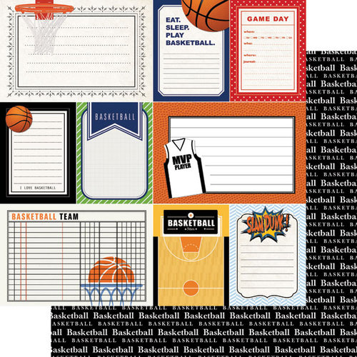 Scrapbook Customs - Sports Pride Collection - 12 x 12 Double Sided Paper - Basketball - Journal