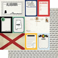 Scrapbook Customs - Vintage Travel Photo Journaling Collection - 12 x 12 Double Sided Paper - Alabama - Journal