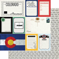 Scrapbook Customs - Vintage Travel Photo Journaling Collection - 12 x 12 Double Sided Paper - Colorado - Journal