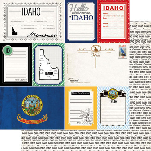 Scrapbook Customs - Vintage Travel Photo Journaling Collection - 12 x 12 Double Sided Paper - Idaho - Journal