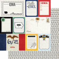 Scrapbook Customs - Vintage Travel Photo Journaling Collection - 12 x 12 Double Sided Paper - Iowa - Journal